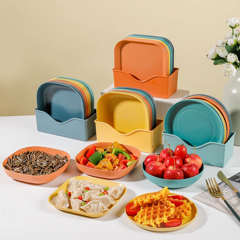 Set 8 Đĩa Nhựa PP Nhỏ Gọn Có Thể Tái Sử Dụng Tiện Lợi