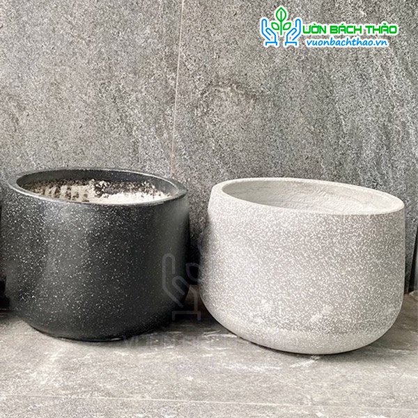 Chậu đá mài cao cấp bầu thấp 16x14cm