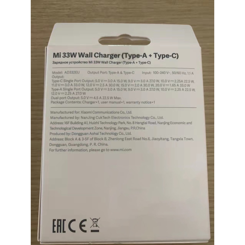 Củ sạc nhanh Xiaomi 33W Type A+ Type C PD sạc nhanh Type-c PD 20W BH 6 tháng