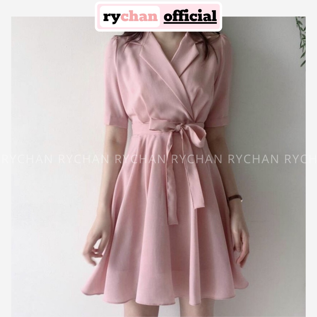 Đầm Xòe Hồng Dáng Ngắn Thắt Nơ Eo Điệu Đà - DX0053