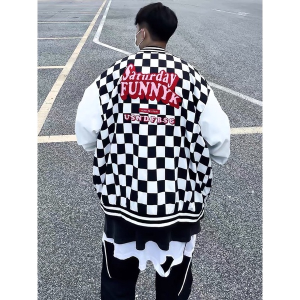 Áo khoác Bomber caro unisex nam nữ
