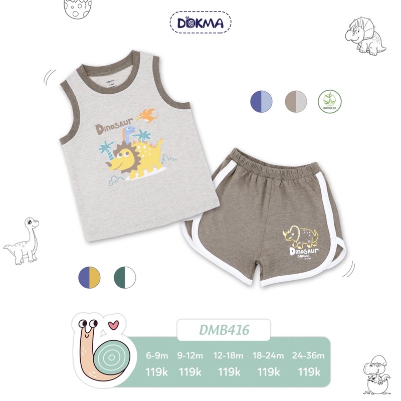 Bộ ba lỗ, sát nách, cộc tay Dokma bé trai DMB416