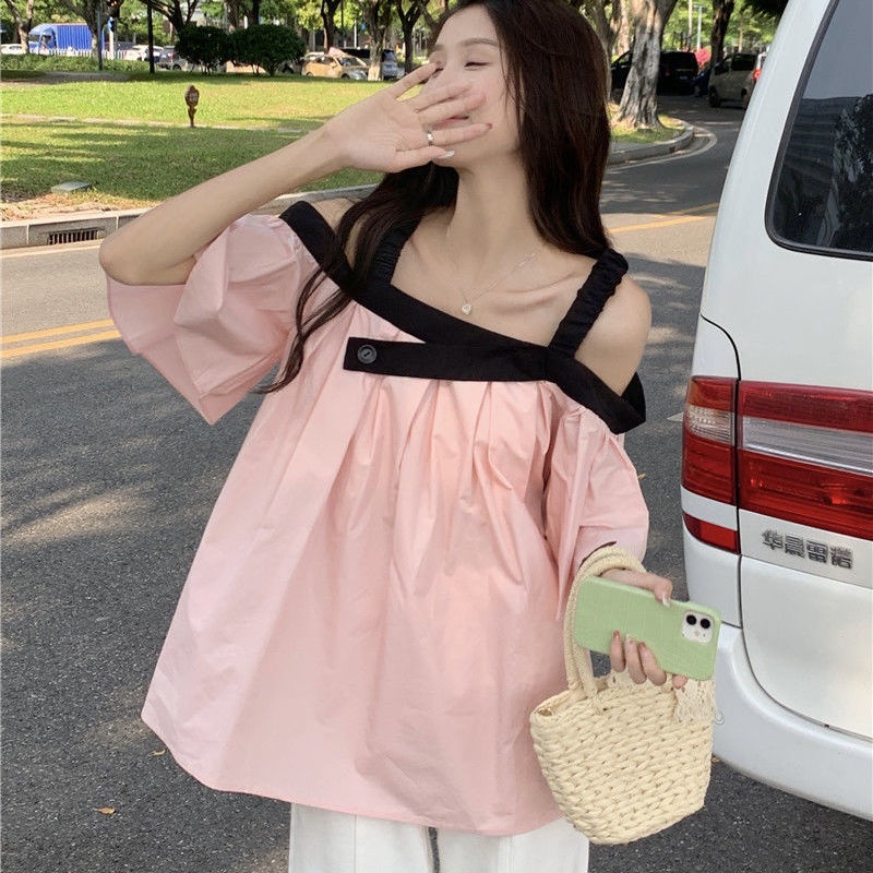 Áo Kiểu Trễ Vai Màu Trơn Phong Cách Hàn Quốc Thời Trang Mùa Hè Mới 2022
