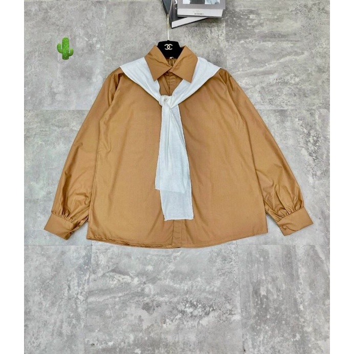 Áo sơ mi phối khăn siêu phẩm cho các chị em🥰