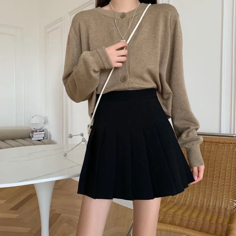 Chân Váy Xếp Ly Ngắn Tennis Màu Đen Trắng Ghi Cạp Cao Dáng Xoè Chữ A Có Quần Trong Phong Cách Thể Thao Năng Động Cá Tính