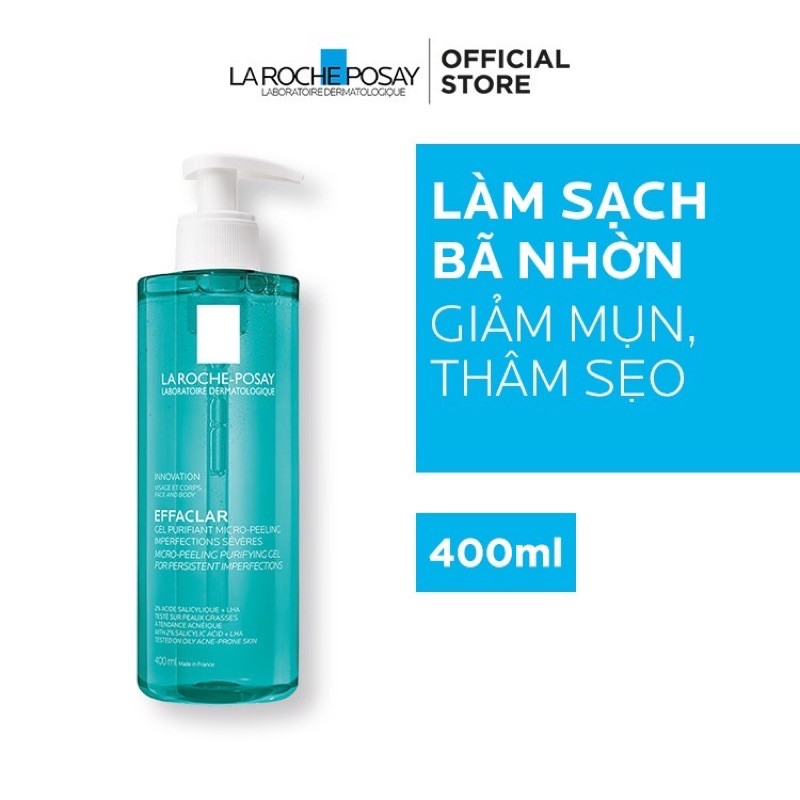 [100% TEM NHẬP KHẨU] Gel rửa mặt và tắm La Roche Posay 400ml làm sạch bã nhờn, giảm mụn, thâm ngừa mụn tái phá