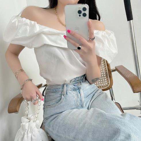 Áo trễ vai nữ tay phồng MaiRin Fashion chất vải lụa kiểu hở vai siêu dễ phối đồ 033