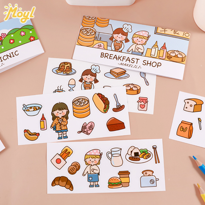 Set 4 tấm hình dán nhiều phong cách đáng yêu dùng cho trang trí