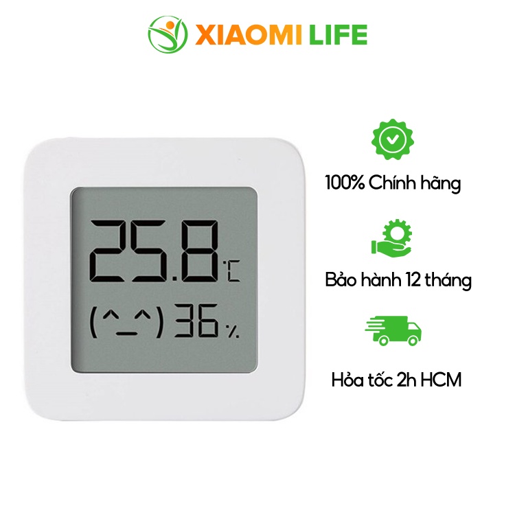 Đồng hồ nhiệt kế cảm biến nhiệt độ và độ ẩm thông minh Xiaomi MI Temperature and Humidity Monitor 2 | Chính hãng