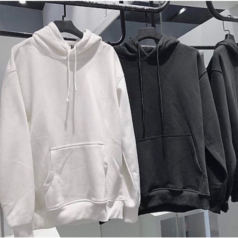 Áo nì hoodie chui có mũ basic trơn
