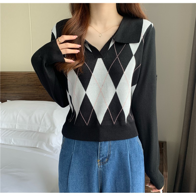 NZN Áo Len Dệt Kim Dài Tay Cổ Polo Phong Cách Hàn Quốc Thời Trang Mùa Thu
