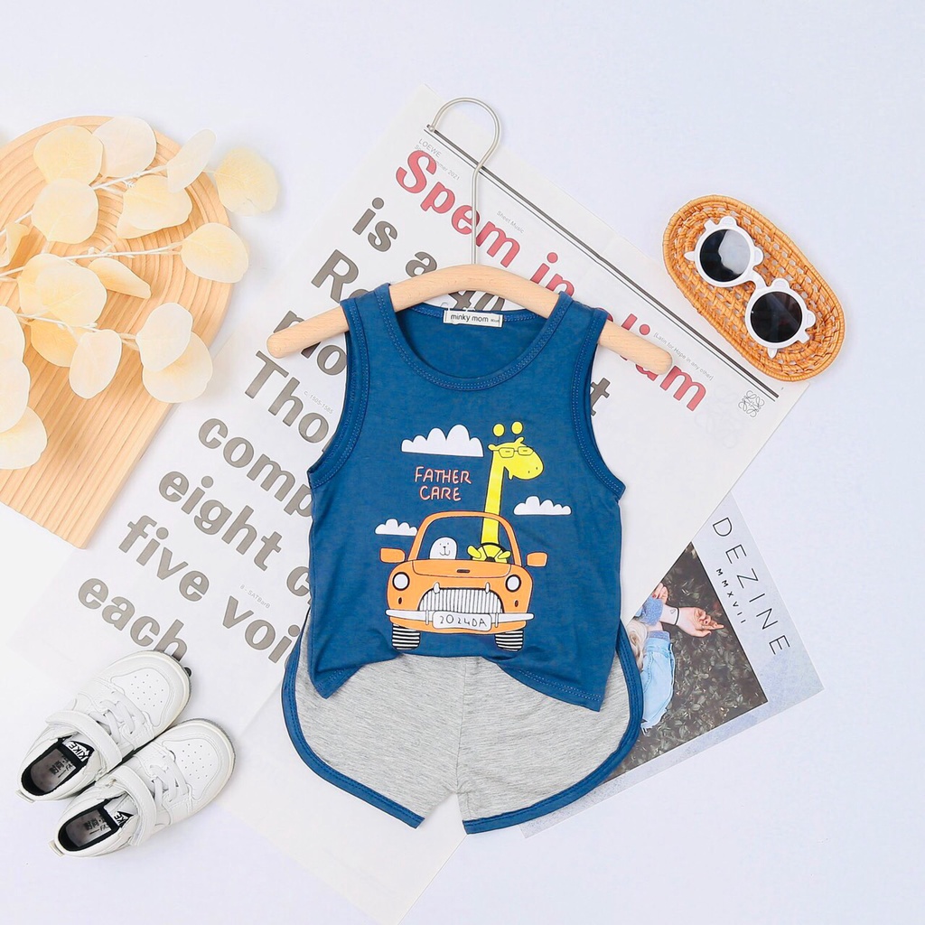 Bộ Ba Lỗ Sát Nách Mùa Hè Cho Bé Trai 1-3 tuổi, Họa Tiết  Xe Ô tô, Động Vật, Chất Thun lạnh mịn mát T009_Umeekids