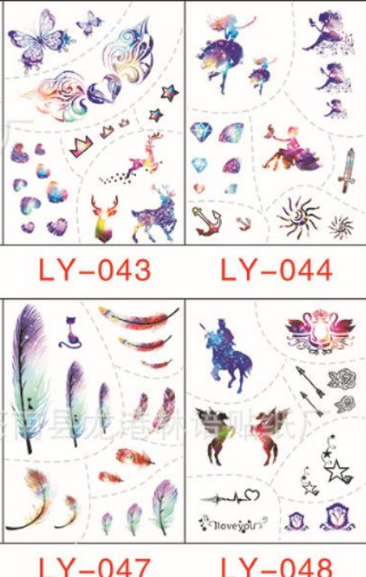 Set 190 hình xăm dán tatto