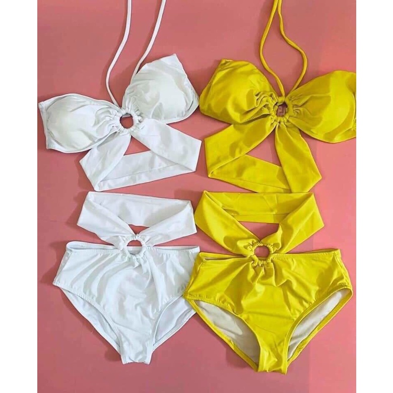 [SALE] Đồ Bơi Bikini 2 mảnh phối khoen trắng vàng