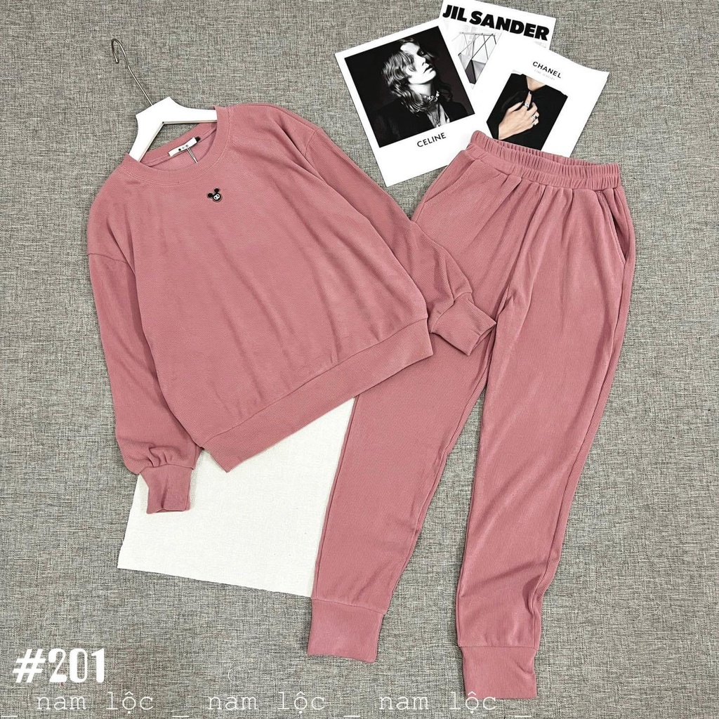 Sét bộ len tăm nữ , Bộ nhung tăm 5 màu đủ size S,M,L,XL