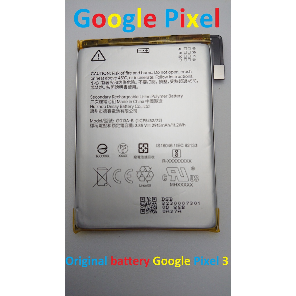 PIN ZIN NEW-ORIGINAL BATTERY GOOGLE PIXEL 3 : G013A-B