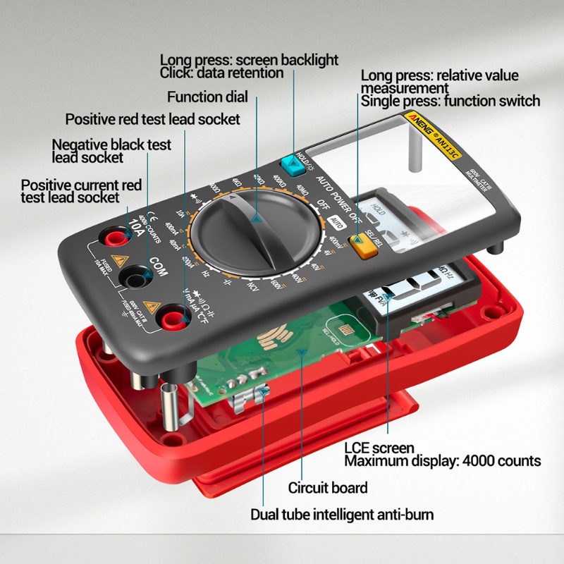 Vạn Năng Kế AC / for DC AN113C Màn Hình Hiển Thị Nhiệt Độ Thông Minh