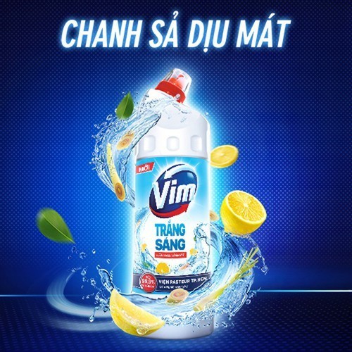 Vim Trắng Sáng Hương Chanh Sả Dịu Mát & Vim Trắng Sáng Hương Oải Hương Dịu Mát 870ml