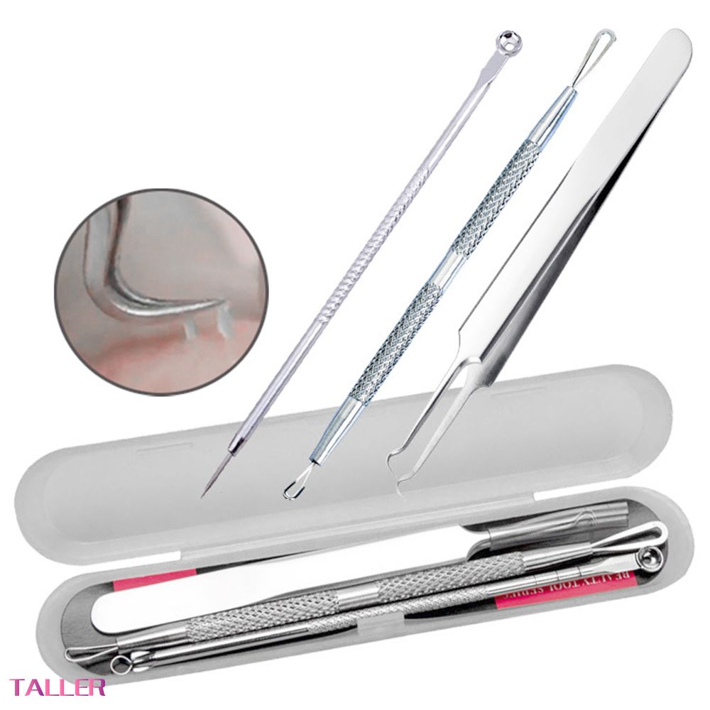 Set 3 Dụng Cụ Nặn Mụn Đầu Đen Bằng Thép Không Gỉ Chất Lượng Cao