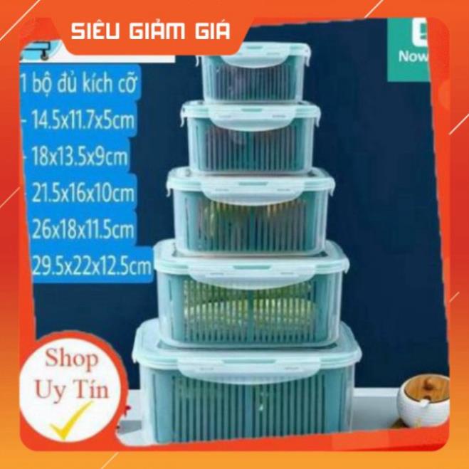 [ ĐỔ SỈ] HỘP ĐỰNG ĐỒ BẢO QUẢN TỦ LẠNH - Bộ set 5 rổ hộp đựng đồ tủ lạnh đa năng thông minh cao cấp