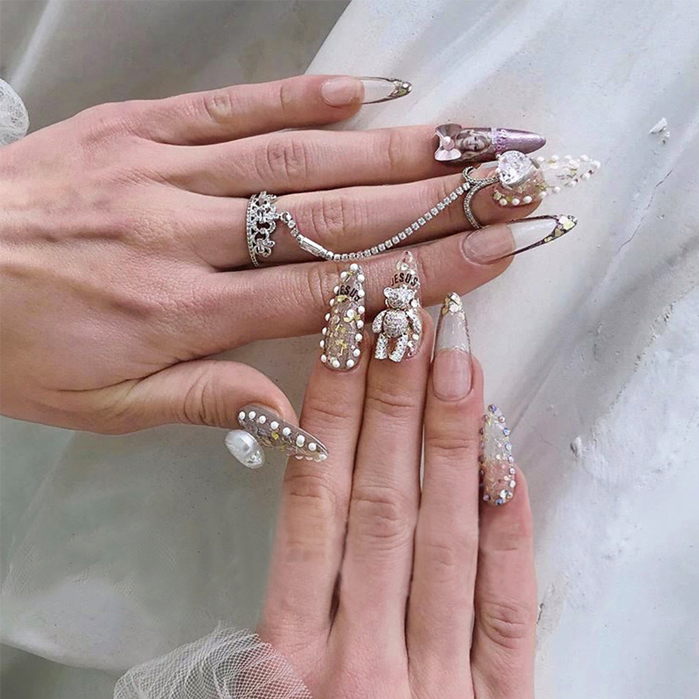 Nhẫn kim loại đính đá lấp lánh thời trang dành cho nữ