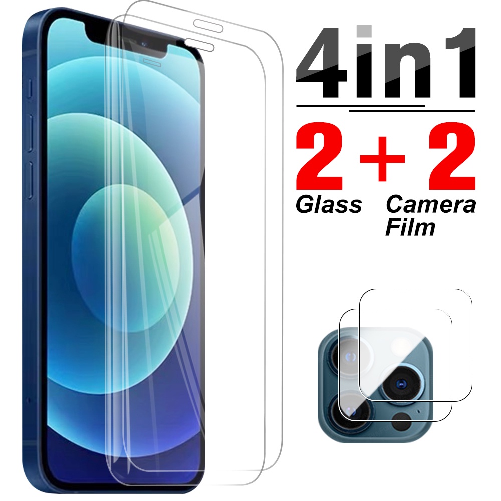 Kính Cường Lực 4 Trong 1 Bảo Vệ Màn Hình Cho iphone 13 12 mini 11 Pro X XR XS Max