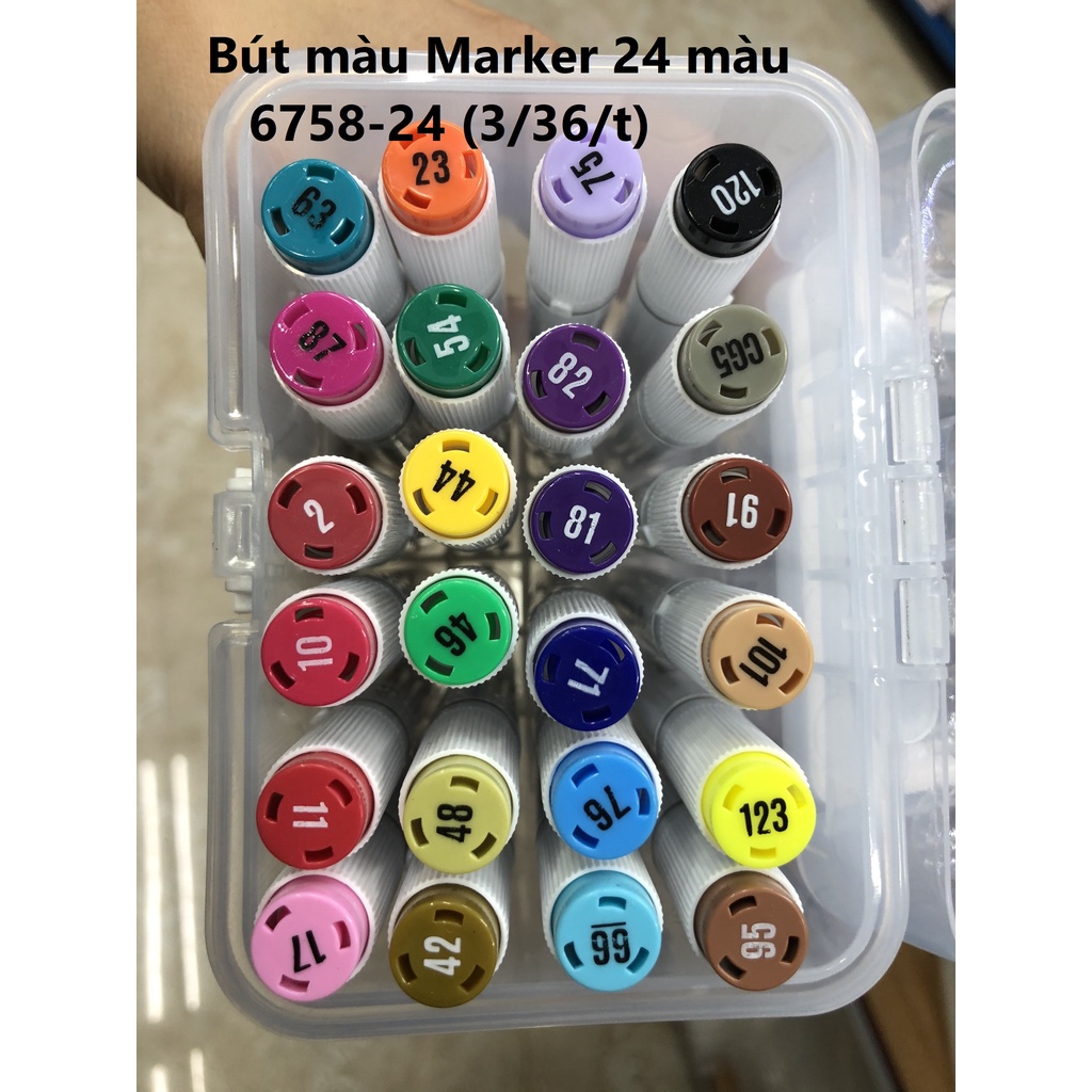 Bút màu Marker 36 màu RUI 6758 từ 18 đến 60 màu - màu sắc tươi sáng, khô nhanh, không lem màu - vpp Diệp Lạc (sỉ/lẻ)