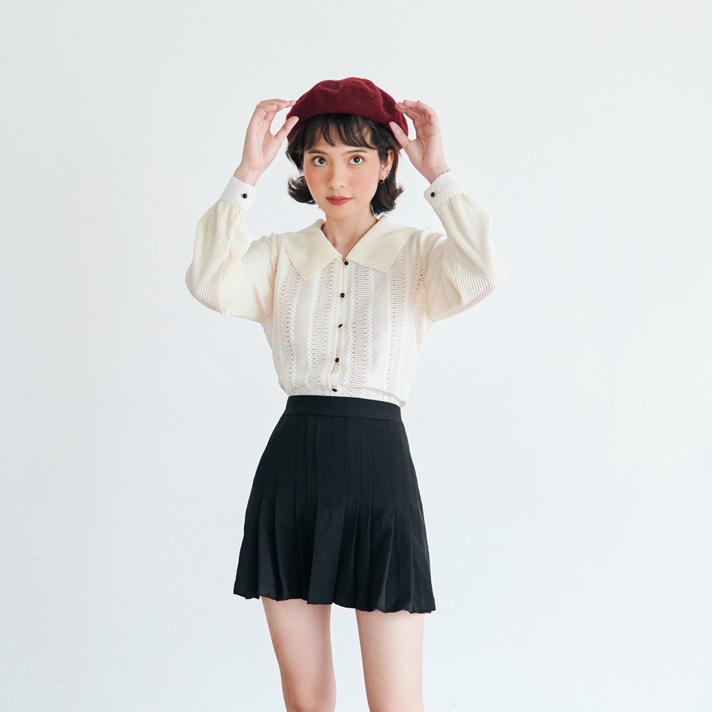 BLEUBIRD Áo sơ mi ren phối vải dập ply MAPLE SHIRT