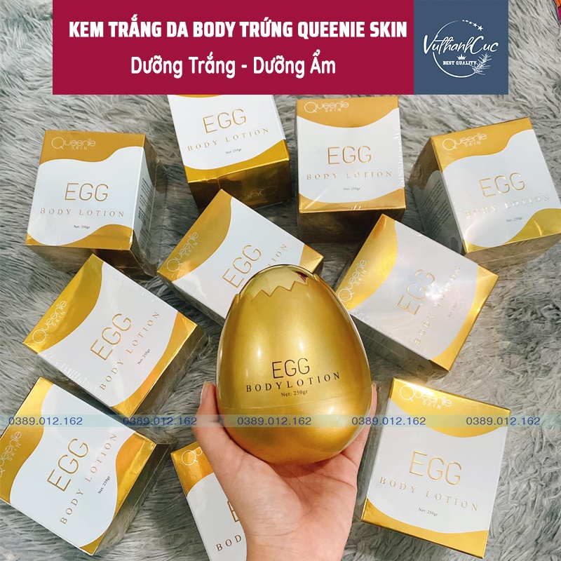 [CHÍNH HÃNG + QUÀ TẶNG] Kem Trắng Da,Dưỡng Ẩm Body Trứng Vàng Queenie Skin 250 gram.