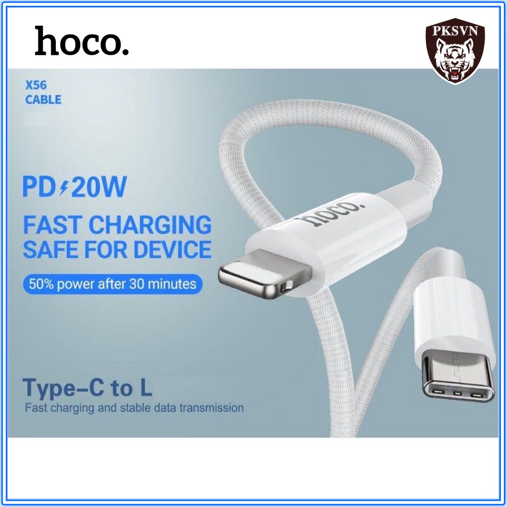 Dây sạc nhanh 20w Chính hãng Hoco X56 bọc dù chống gãy, Sạc nhanh 20w sạc 50% Pin chỉ 30 phút - Bảo Hảnh 1 Năm