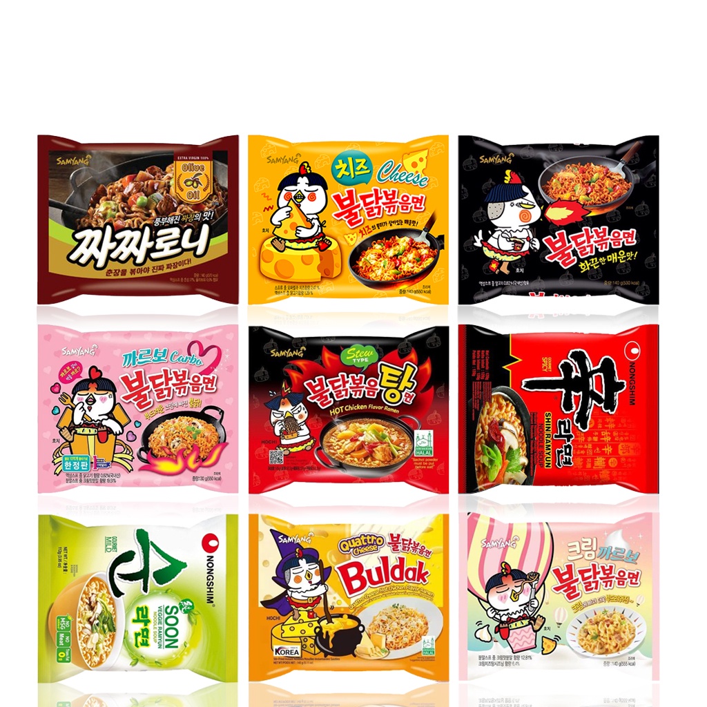 Mì Cay Samyang Hàn Quốc đủ vị gói 140gr (Ăn Liền)