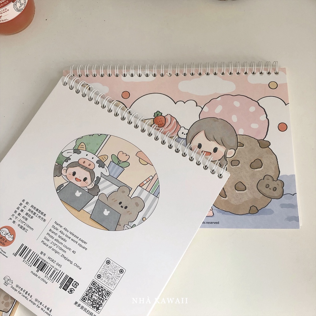 Sổ chiết sticker, washi tape đáng yêu Telado Abu release paper - 80 trang