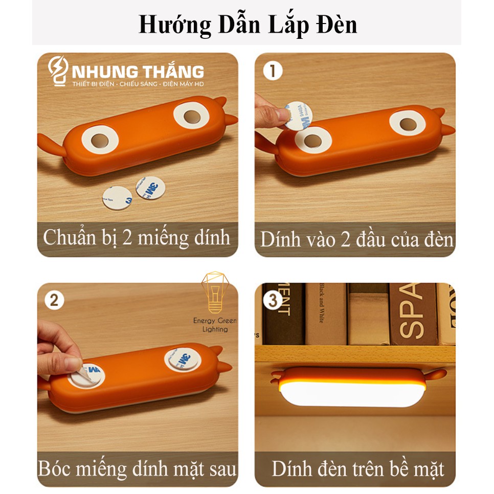 Đèn Led Dán Tủ Mèo Siêu Dễ Thương WH-B19 - Đọc Sách , Học Bài , Làm Việc - Dán Tường , Dán Tủ - Pin Sạc Tích Điện