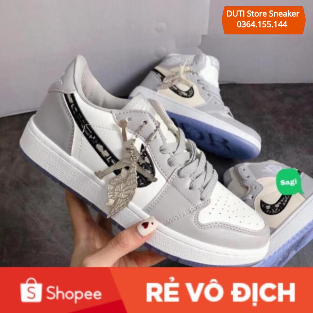 [Full Box Bill ] Giày jordan dior cổ cao + cổ thấp nam nữ màu xám bản cao cấp