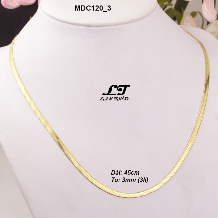 Dây chuyền kiểu sợi dẹp 3li mạ vàng MDC120-3 Không đen không gỉ sét