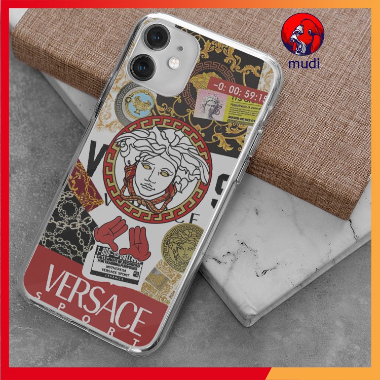 Ốp lưng MUCDI Versace, trong suốt, ôm máy, không ố vàng cho IPHONE 7 7 PLUS 8 8 PLUS X XS XS MAX 11 PRO MAX 12 PRO MAX