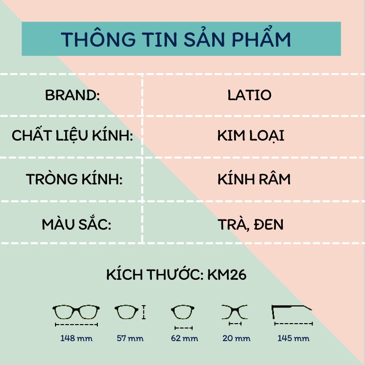 Kính mát nữ thời trang LATIO cao cấp mẫu thiết kế gọng vuông không viền sang chảnh