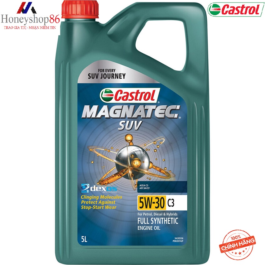 <Mới> Dầu nhớt xe ô tô Castrol Magnatec SUV 5W-30 (5L) (Dầu nhớt chuyên dụng cho xe SUV) Honeyshop86