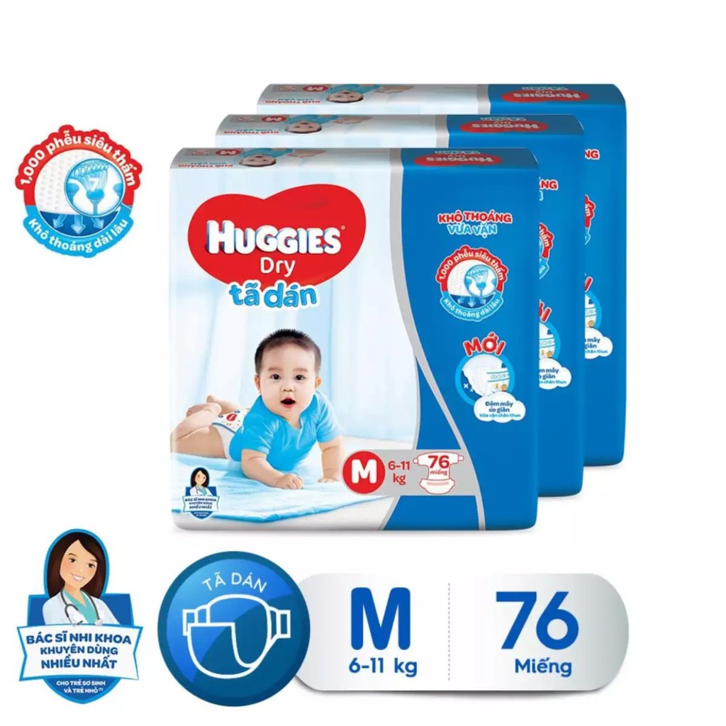 Bỉm Huggies quần/dán đủ size M74/L68/XL62/XXL56(Bao bì mới)