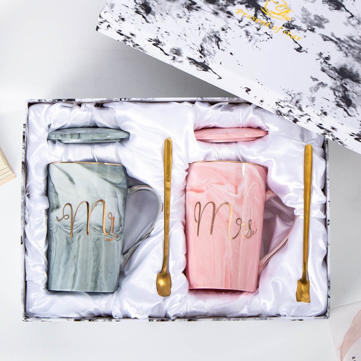 CỐC ĐÔI MR MRS SỨ CAO CẤP CỐC CÀ PHÊ CÓ NẮP QUÀ TẶNG CAO CẤP