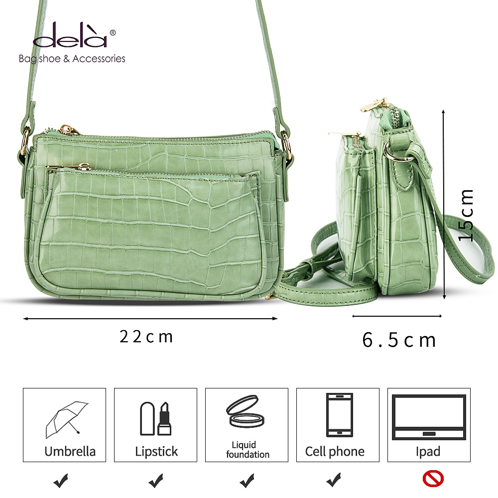 Dela Túi xách nữ Dela Túi đeo chéo vai hình vuông kiểu dáng đơn giản sành điệu cho nữ công sở đi làm