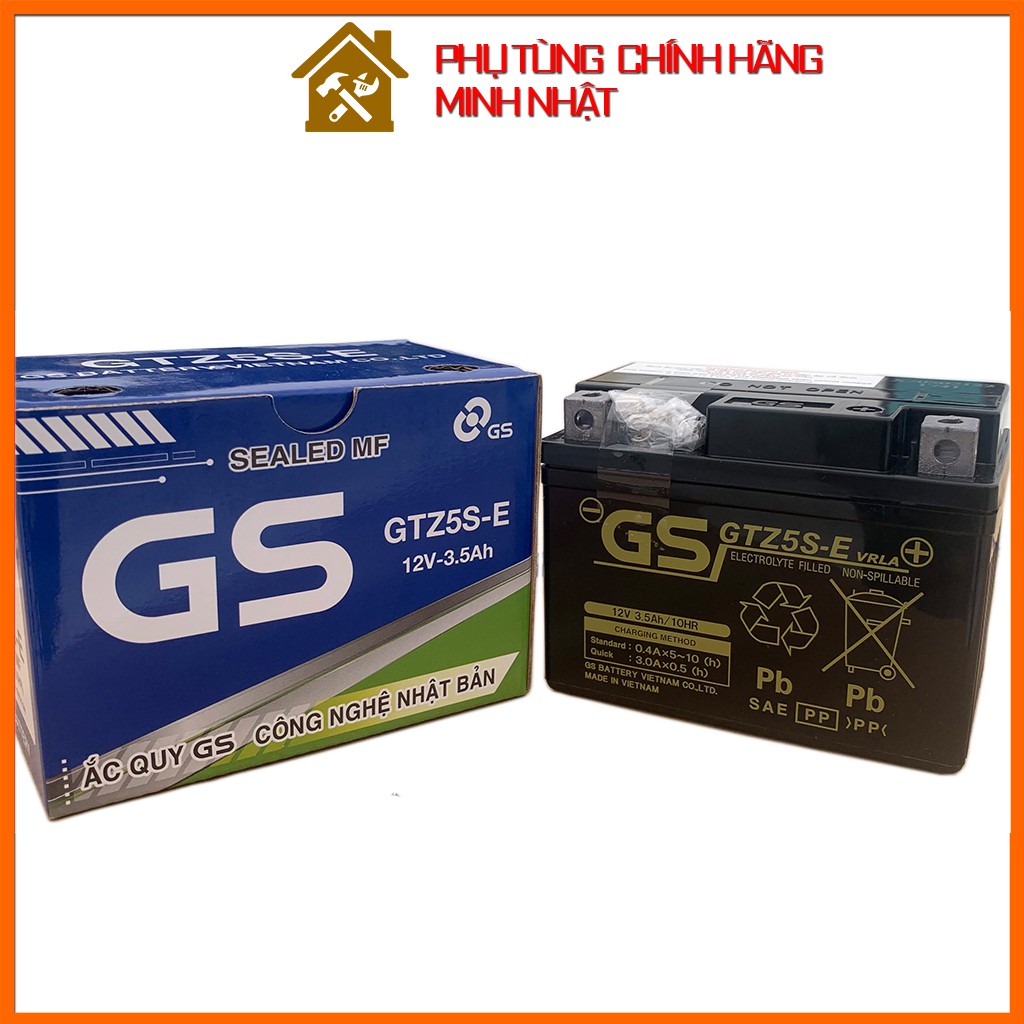 Ắc quy khô GS GTZ5SE 12V-3.5AH | Bình ắc quy xe máy Wave RS, Airblade, Future Neo, Exciter