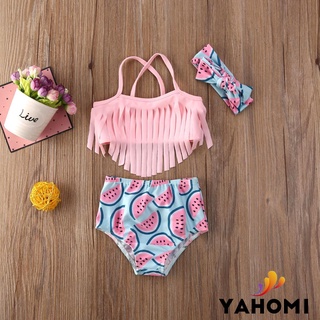 ❀Yaho Yaho Yaho❀Bộ Đồ Bơi 3 Món In Họa Tiết Dưa Hấu Dễ Thương Cho Bé Gái