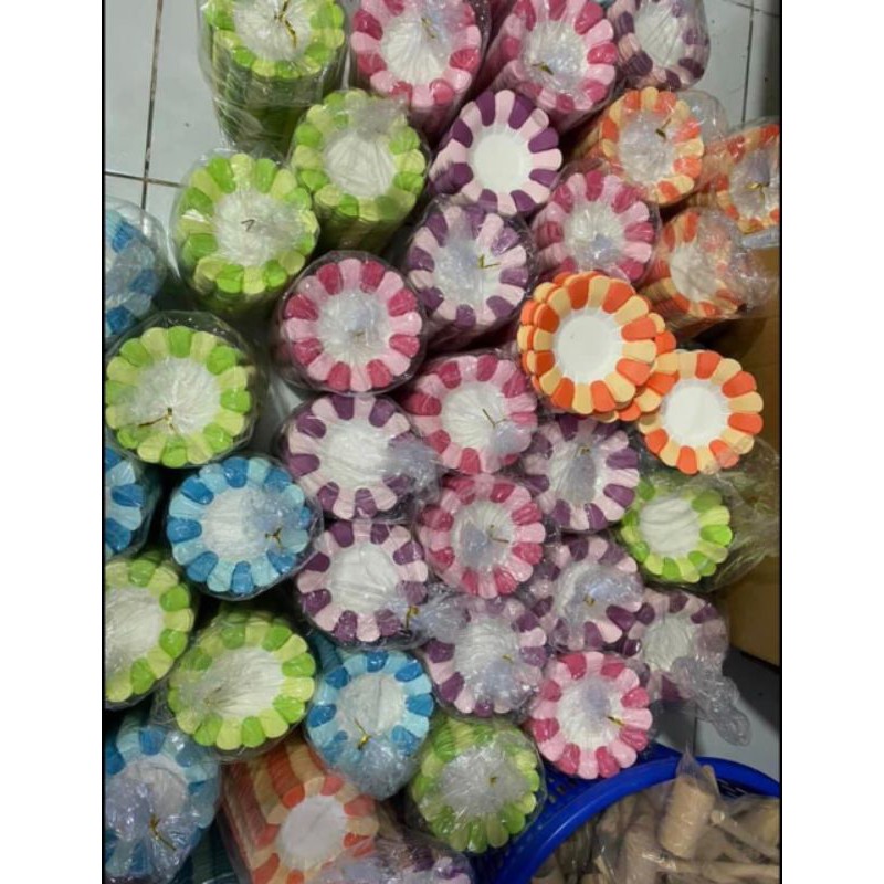 Đĩa giấy hoa trang trí sét 10 cái