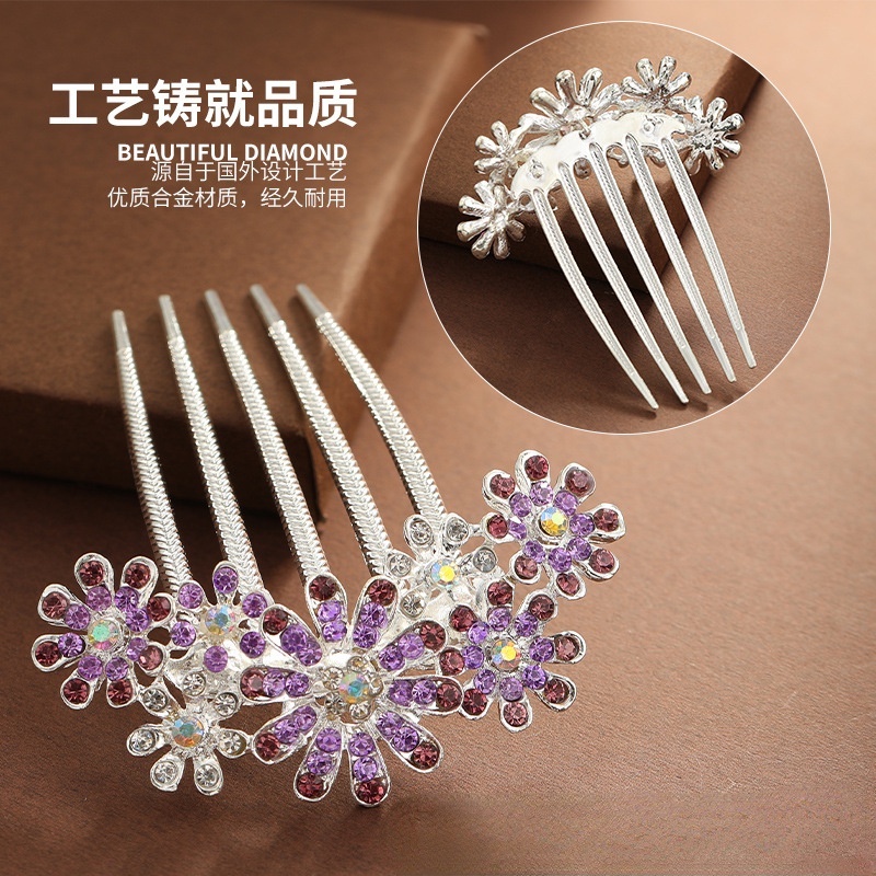 Lược Cài Tóc Bằng Hợp Kim Đính Đá Hình Hoa Xinh Xắn