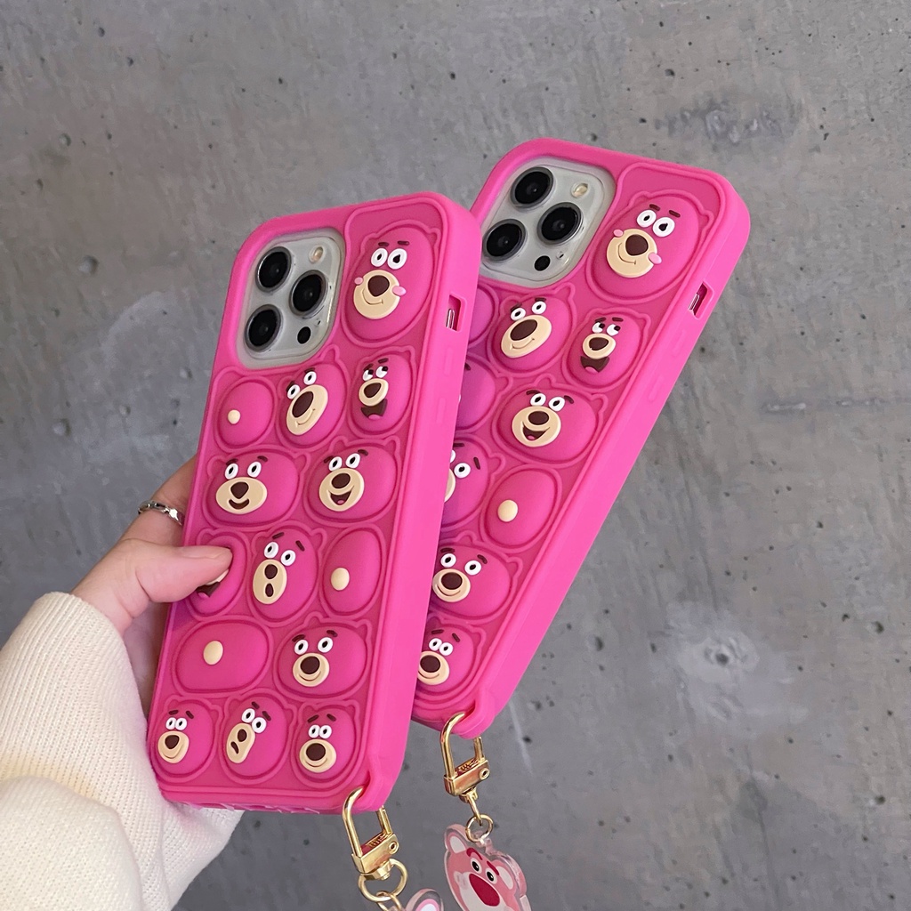 Ốp Điện Thoại Silicon Mềm Hình Gấu 3D Kèm Móc Khóa Cho Iphone 14 pro max 14 13 12 11 pro max xs xr x 6 6s 7 8 plus