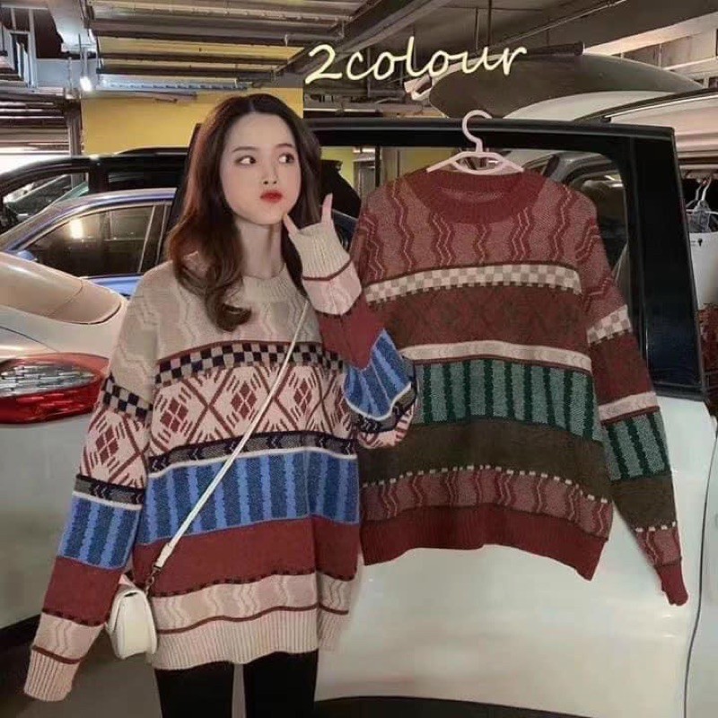 [Ảnh thật/Sẵn]Áo len Ulzzang thổ cẩm Quảng Châu mã N01