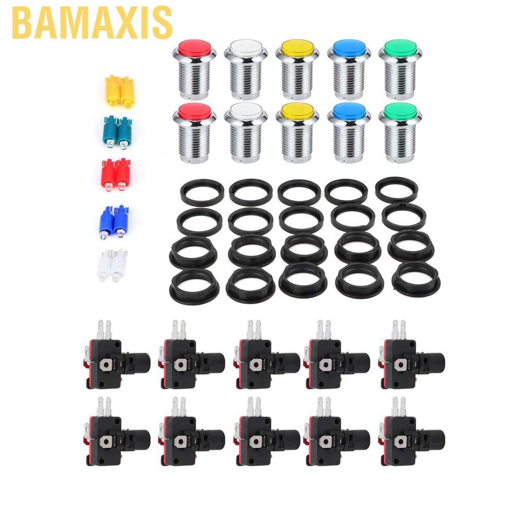Bamaxis 32mm Arcade Game DIY Kit 10X Push Button + LED Light +10X Switch Replacement