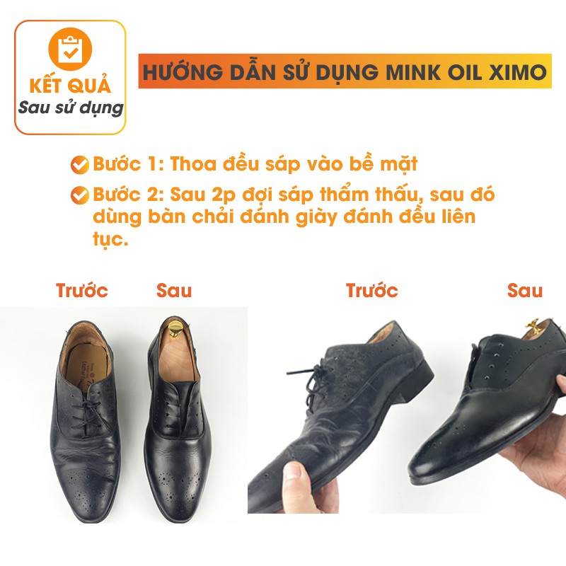 Mink oil mỡ chồn XIMO chuyên bảo dưỡng chăm sóc đồ da, làm mới, phục hồi giày da, túi xách, áo da, ví da, ghế sofa XI01