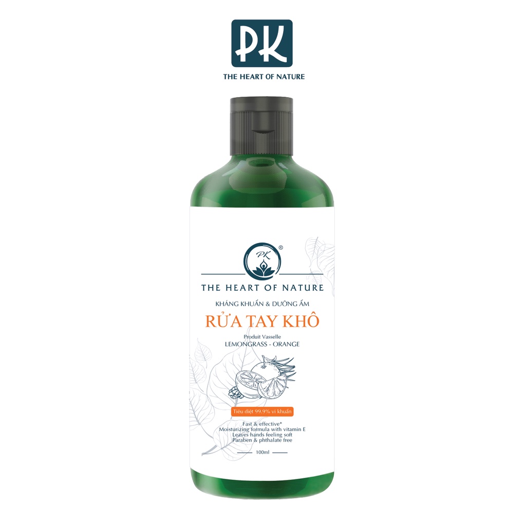 Nước rửa tay khô tinh dầu Cam Ngọt PK 100ML, kết hợp tinh dầu tràm trà, kháng khuẩn